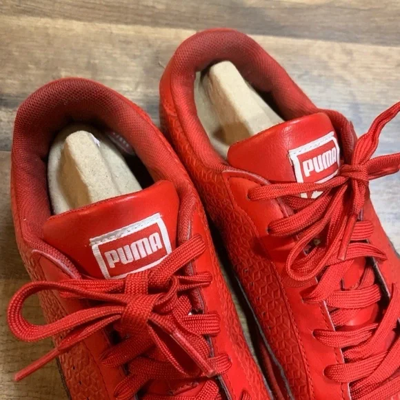 Y2K Era Red Leather Look Streetwear Casual Gym Sneakers 8 Men’s/10 Women's Shoes - Picture 4 of 7